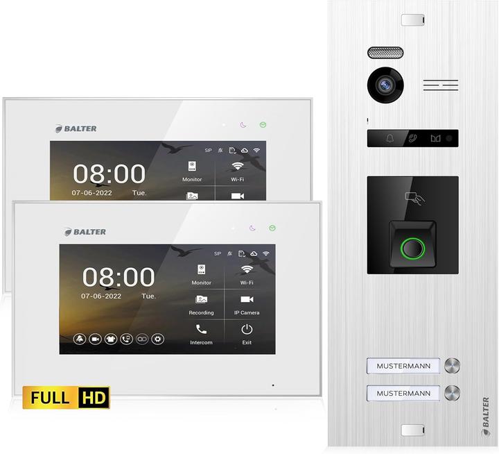 Produktbild Balter EVO-HD Video-Türsprechanlage mit Fingerprint, 2-Familienhaus (Kabelgebunden)