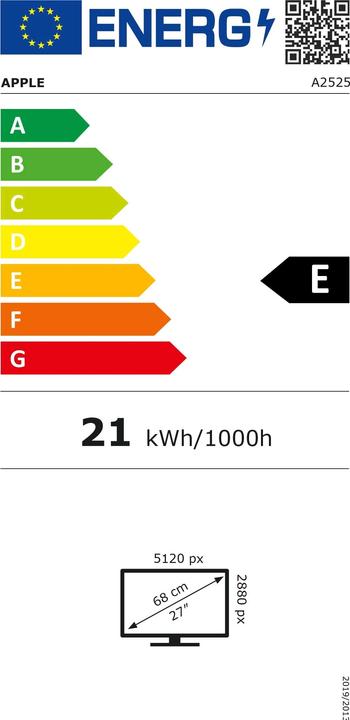 Etichetta energetica Apple Studio Display Standard (5120 x 2880 pixel, 27")