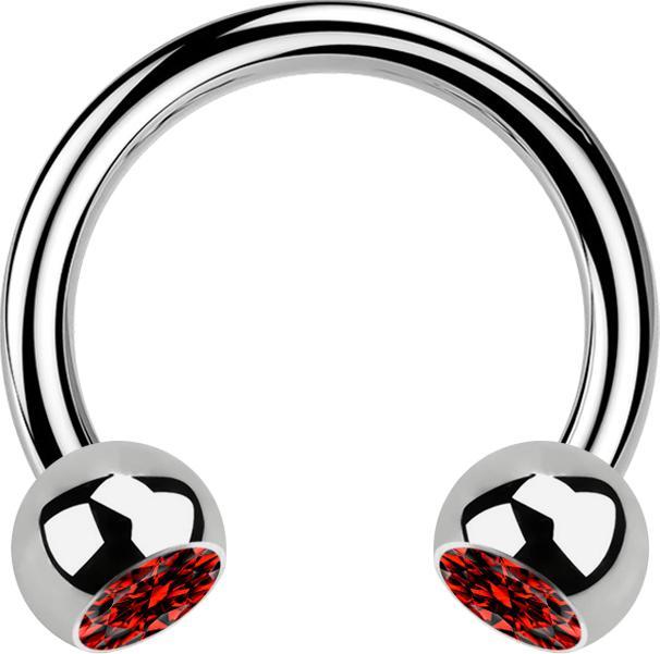 Produktbild Star Piercing Micro Circular Barbell silber mit zwei Kugeln Kristall rot (Titan G23, ohne Messing)