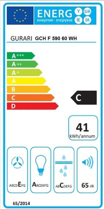 Energy Label Gurari GCH F 590 60 WH (Substructure hood)