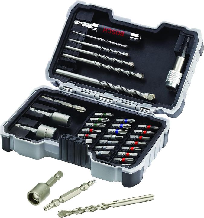 Bosch Professional Zubehör 35-teiliges Set mit Bohrern+Schrauberbits, CYL-3, Extra Hard, PH, PZ, SL, H, T (Th30, Th25, PH1, SL4, Th40, HEX3, PH2, PZ2, PZ3, TH15, HEX6, Th10, HEX4, SL6, Th20, HEX5, PZ1, SL5, SL3, PH3, Th27)