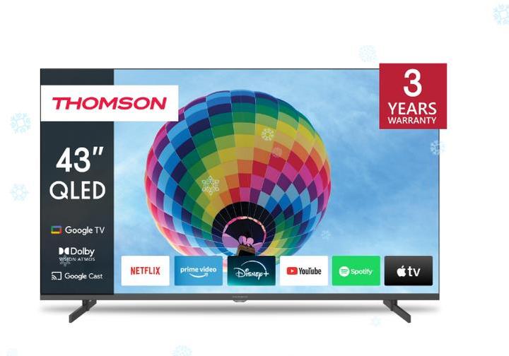 Actual product image Thomson TV Set||43"|4K/Smart|QLED|3840x2160|Wireless LAN|Bluetooth|Google TV|Black|43QG4S14 (43", QLED, 4K)