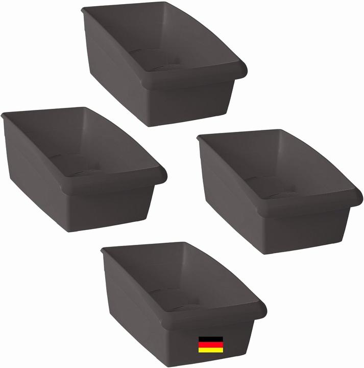 Produktbild Novaliv Suppentütenbox 4er Sparset Schubladen Organizer Küche - 25 x 16 cm ANTHRAZIT GRAU (16 x 16 x 10.5 cm)