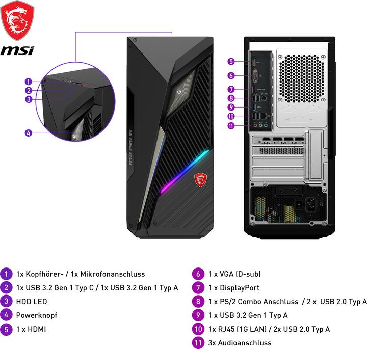 Produktbild MSI MAG Infinite S3 RTX 4060 Ti (Intel Core i5-13400F, 16 GB, 1000 GB, GeForce RTX 4060 Ti)