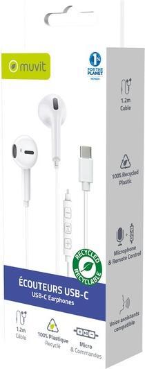 Produktbild Muvit Ecouteurs USB-C Plastique Recycle Blanc (Kabelgebunden)