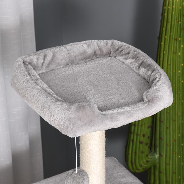 Produktbild PawHut Katzenbaum mit Katzenhöhle (120 cm, Hellgrau)