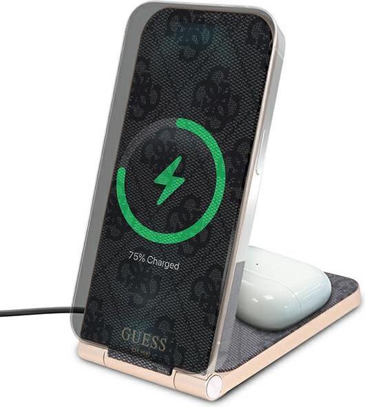 Produktbild Guess składana ład. indukcyjna 2w1 GUDCFAL4PEGK 15W czarny/black 4G Pattern MagSafe (15 W)