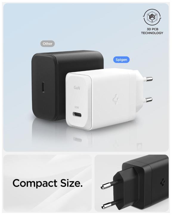 Actual product image Spigen ArcStation Pro Charger + USB-C 65W Cable - White (65 W)