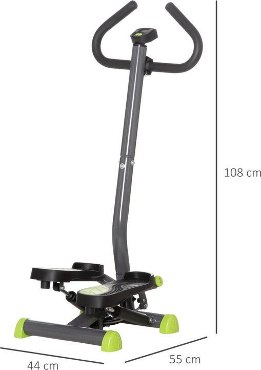 Produktbild Swisshandel24 Hometrainer Stepper Fitness Swing Stepper mit LCD-Schirm und Handgriff bis 100 kg Stahl ABS Grau+Grü