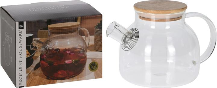 Actual product image Kerbl Glas-Teekanne mit Bambusdeckel (1 l)