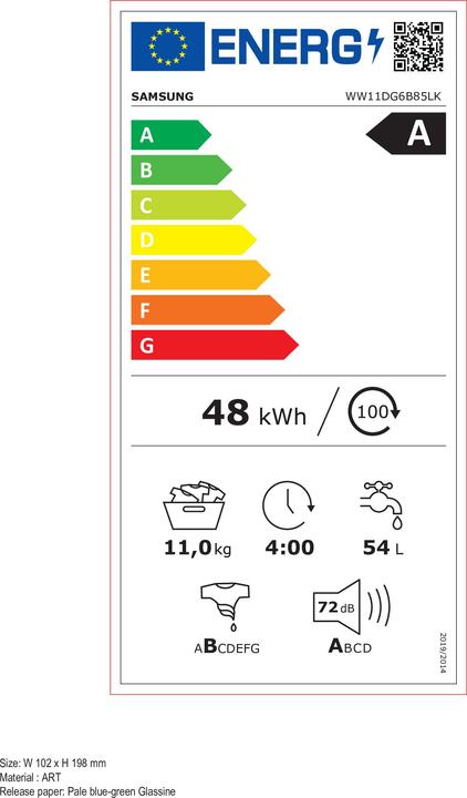 Energy Label Samsung 6400d Series Ai Control Washing Machine (11 kg, Left)