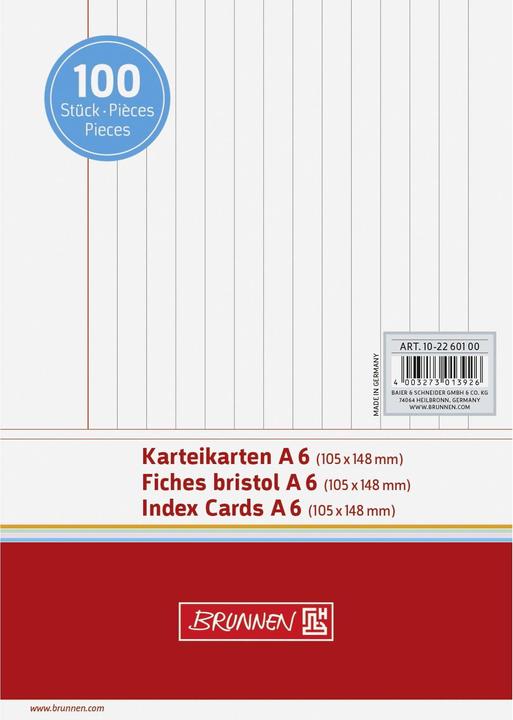 Flashcards (A6, 180 g/m², 100 x)