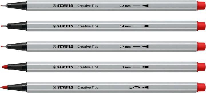 Actual product image STABILO Feutre à pointe fine Creative Tips Arty (Crimson, Yellow, Ultramarine, Black, Light grey, Green, 30 x)