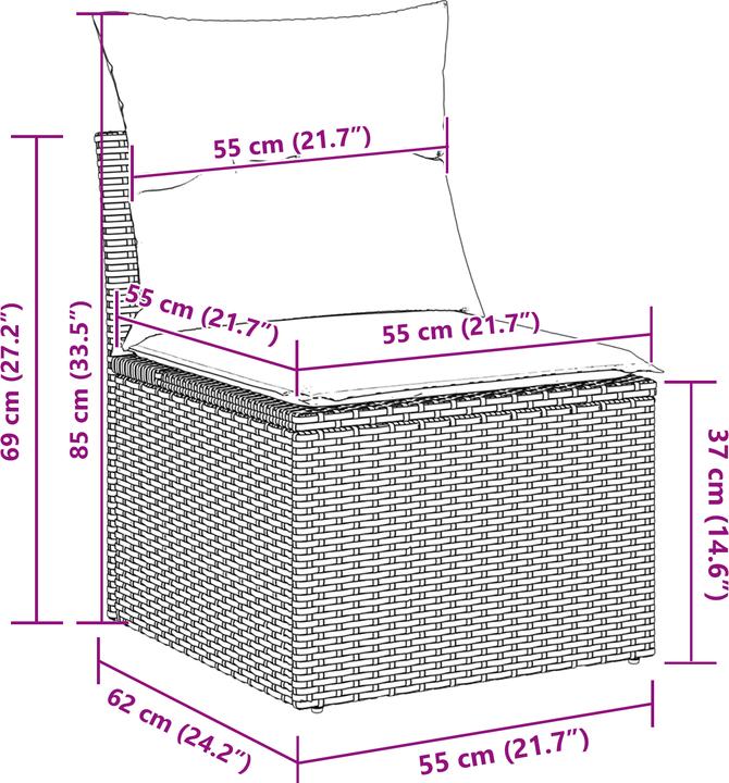 Immagine prodotto VidaXL Set di divani da giardino da 6 pezzi con cuscini in poly rattan nero