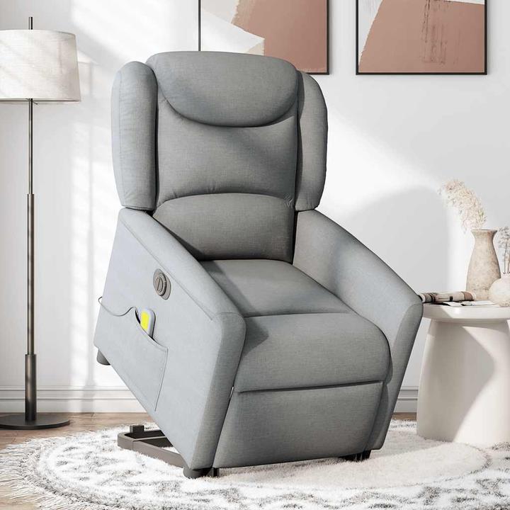 Immagine prodotto VidaXL Poltrona massaggiante elettrica con ausilio per la posizione eretta Tessuto grigio chiaro