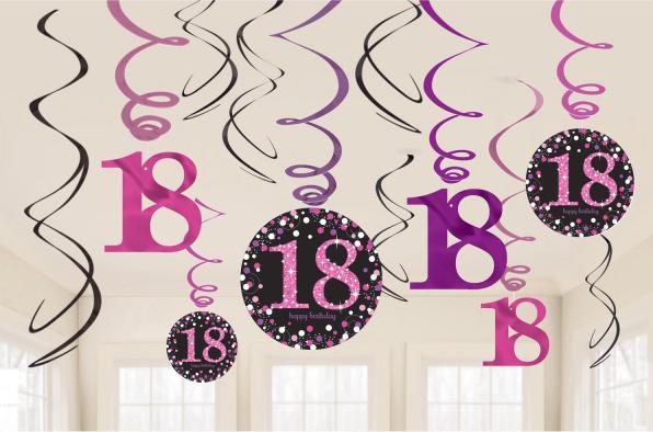 Image du produit Amscan Décorations 18 ans rose "Happy Birthday