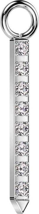 Star Piercing Anhänger silber Balken spitz Kristalle silber (Titan G23, ohne Messing)