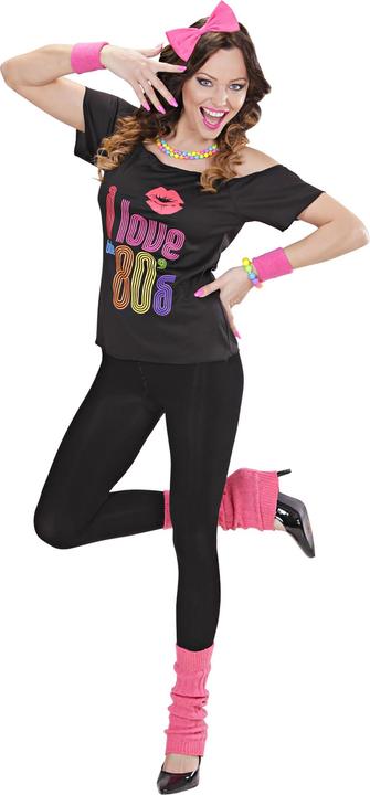 Actual product image Widmann 80's Girl Shirt: With Cuffs And Hair Bow (XL, XXL)
