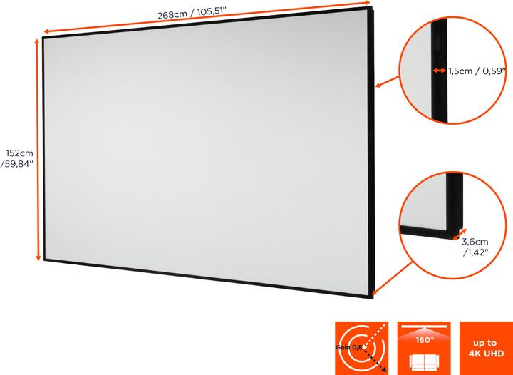 Image du produit Celexon Ecran de projection HomeCinema à haut contraste Frame 265 x 149 cm, 120" - Dynamic Slate ALR (16:9)