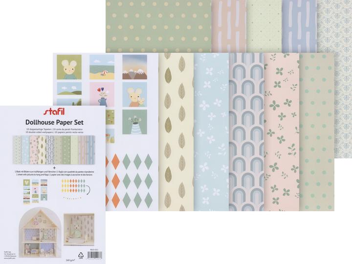 Produktbild Stafil Puppenhaus-Papierset, 10 Bogen DINA4 + 1 Bogen mit Fahnen und Bildern (10 x)