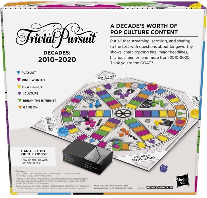 Actual product image Hasbro Gaming Trivial Pursuit Decades 2010 to 2020 (Swedish)