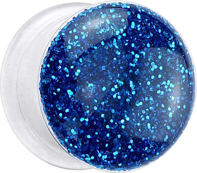 Immagine prodotto Star Piercing Plug svasato trasparente con glitter blu scuro (senza ottone, Acrilico)