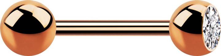 Star Piercing Barbell rosegold mit Kugel und Kugel Kristall silber (ohne Messing, Chirurgenstahl 316L)