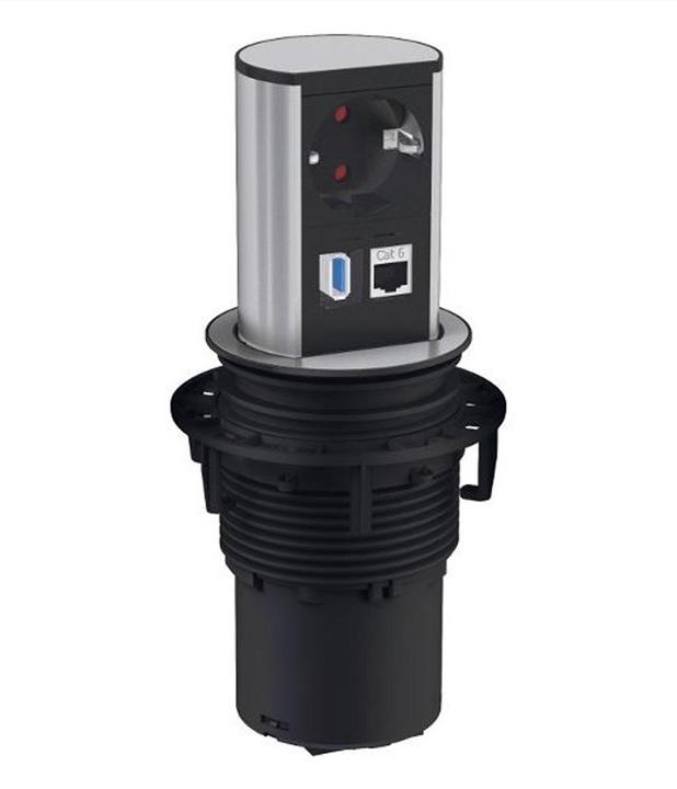 Produktbild Bachmann elevator 1x schutzkontakt 1x cat6 1x usb 3.0 edelstahl (1 x, USB, CEE 7/3, 0.50 m)