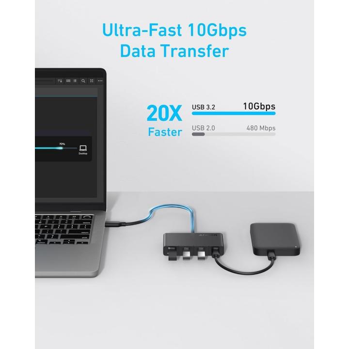 Image du produit Anker Hub 4 en 1 10Gbps USB-C Noir (USB-C, 4 Ports)
