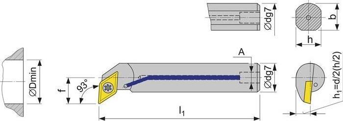 Immagine prodotto Tecwerk Bohrstange A20Q-SDUCL 11 links vernickelt mit Innenkühlung