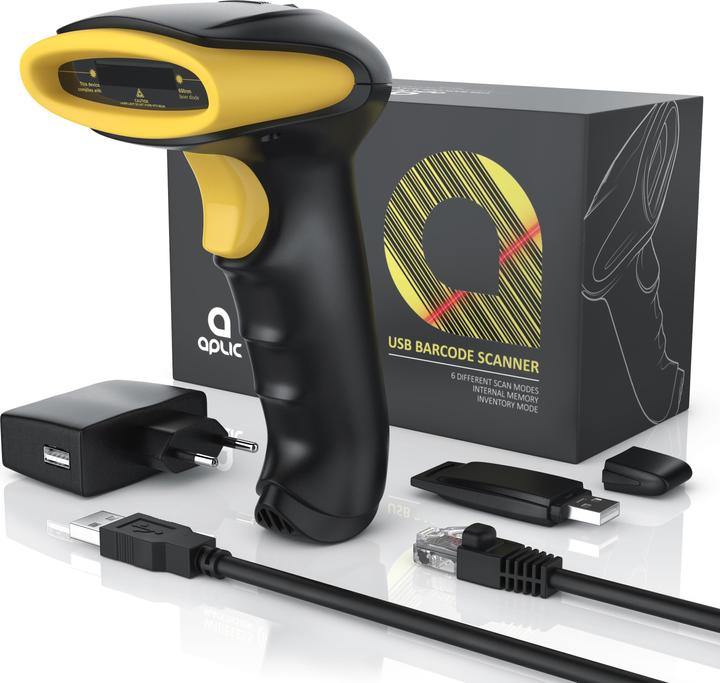 Produktbild Aplic Barcode Scanner Wireless - 2,4 Ghz kabelloser Laser Handscanner, Handheld Lesegerät USB, 6 Scan-Modi