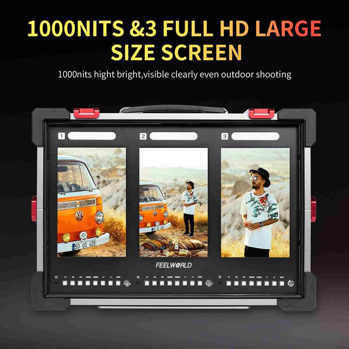 Actual product image Feelworld PS101 Triple 10.1 inch Vertical Display Monitor (10.10")