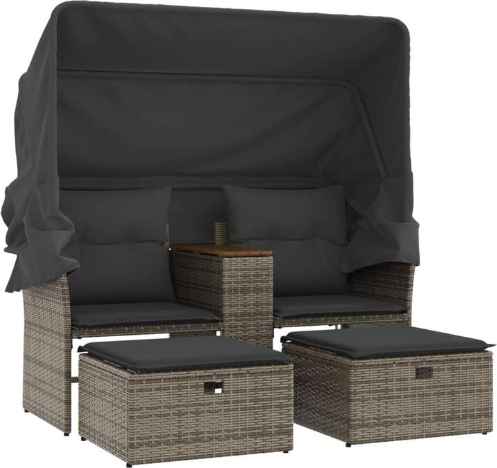 Produktbild VidaXL Gartensofa 2-Sitzer mit Dach und Hockern