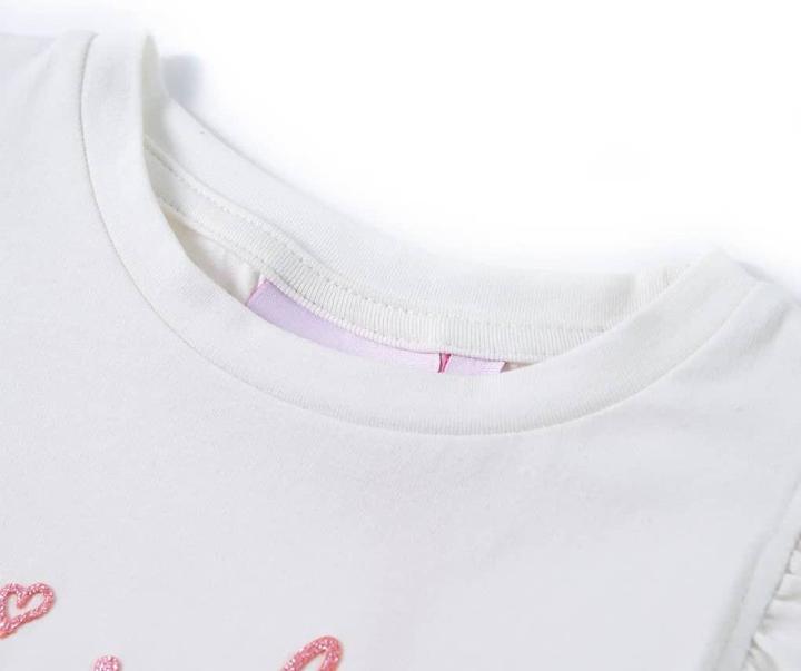 Immagine prodotto VidaXL T-shirt da bambino con maniche a balze Ecru 116,Materiale: 95 (116)