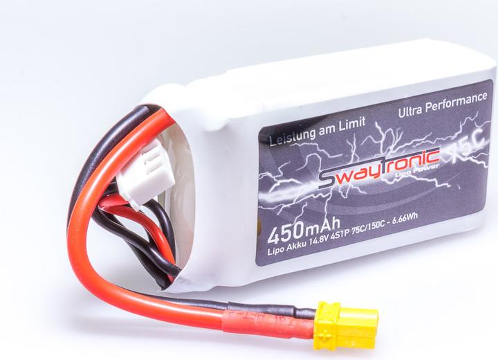 Image du produit Swaytronic Sway-FPV 4S 14.8V 450mAh 75C/150C XT30 (14.80 V, 450 mAh)