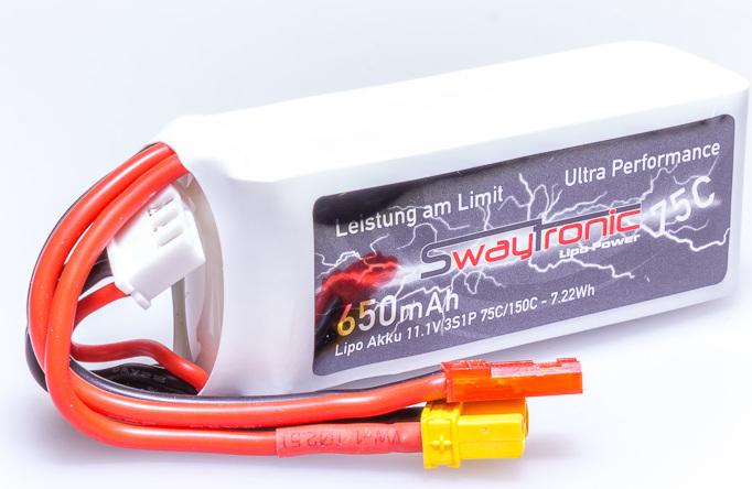 Actual product image Swaytronic Sway-FPV LiPo 3S 11.1V 650mAh 75C/15C XT30 / JST (11.10 V, 650 mAh)