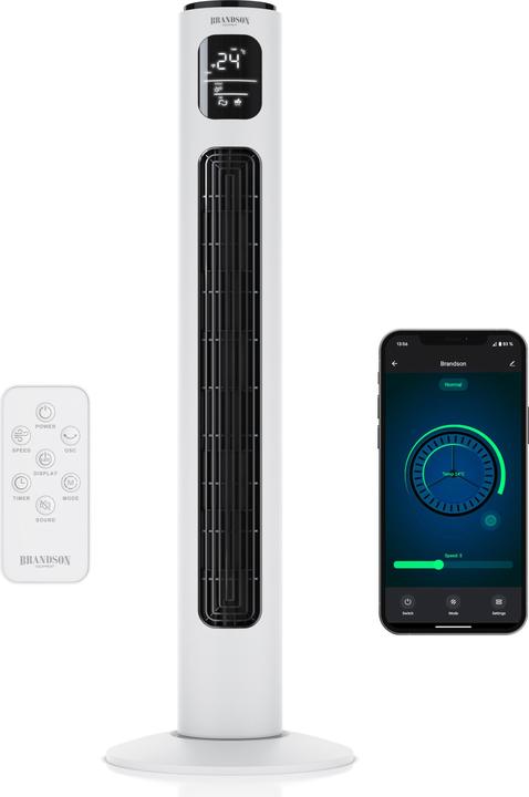 Produktbild Brandson Turmventilator WiFi, Eco DC-Motor 35W, App-Steuerung/Sprachbefehl, Timer, leiser Lüfter, Oszillation (52 dB)