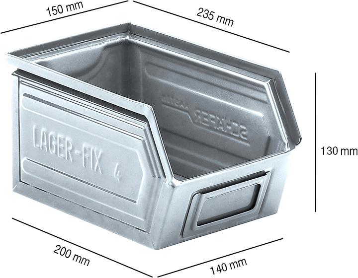 Produktbild Schäfer Shop Sichtlagerkasten SSI Schäfer LF 14/7-4, Stahl, L 235 x B 150 x H 130 mm, 3,5 l, div. Farben