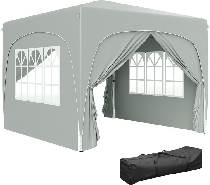 Produktbild Outsunny Pavillon Metall, Polyester Hellgrau (300 cm, 300 cm)