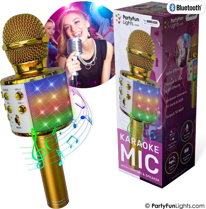 Actual product image Toyrock Party Fun Lights - Karaoke Microphone with Speaker - Gold (605602)