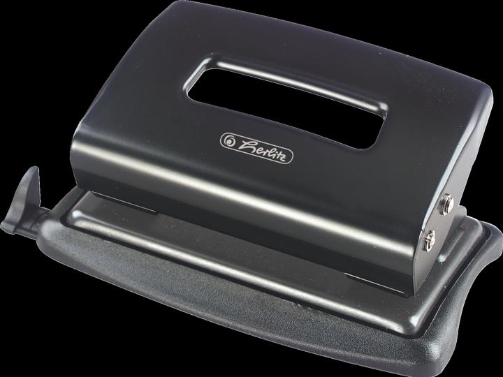 Immagine prodotto Herlitz Punzonatrice, capacità di punzonatura: 12 fogli, metallo nero, punzonatura: 80 mm, guida di arresto