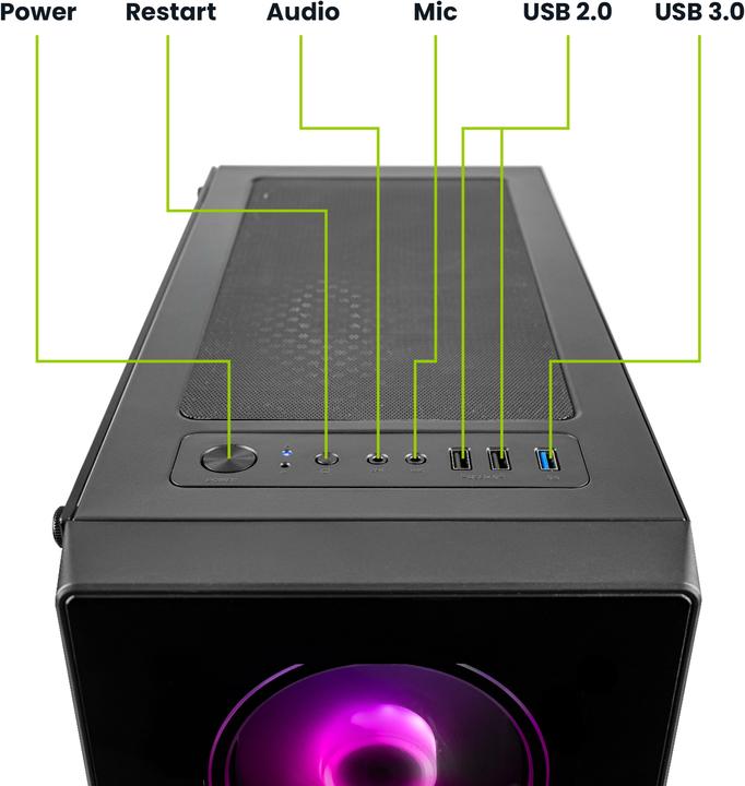Produktbild Megaport Gaming Komplett PC AMD Ryzen 5 • GeForce GTX1660 • 24" Full-HD Monitor + Tastatur+Maus • 36-DE