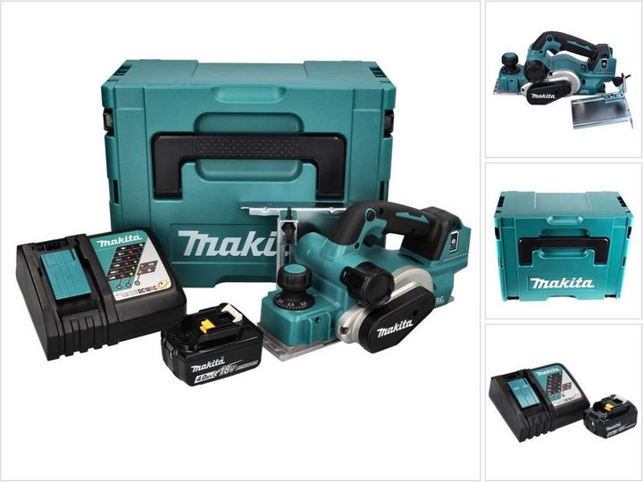 Productafbeelding Makita DKP 181 RM1J Accuschaafmachine korting 82 mm 18 V Brushless + 1x accu 4,0 Ah + lader + Makpac