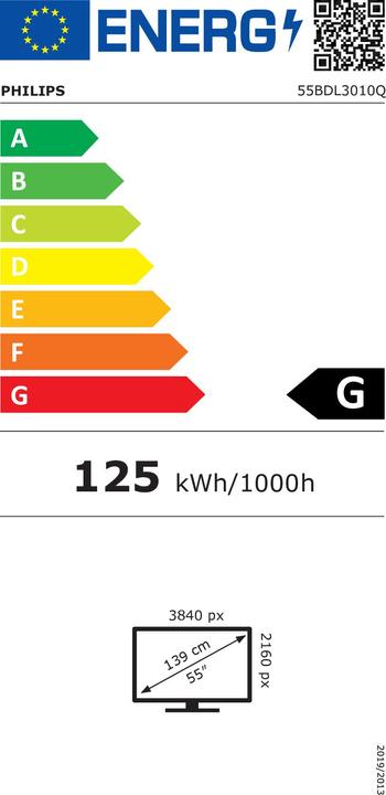 Energie-Label Philips 55BDL3010Q/00 Public Display (3840 x 2160 Pixel, 55")