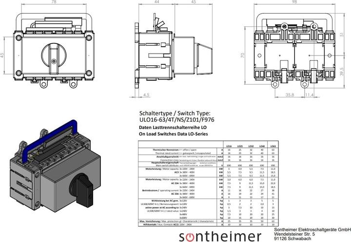 Actual product image Sontheimer Changeover switch for emergency power supply