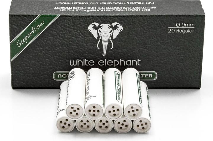 Actual product image White Elephant Activated Charcoal Filters 9mm 20pcs