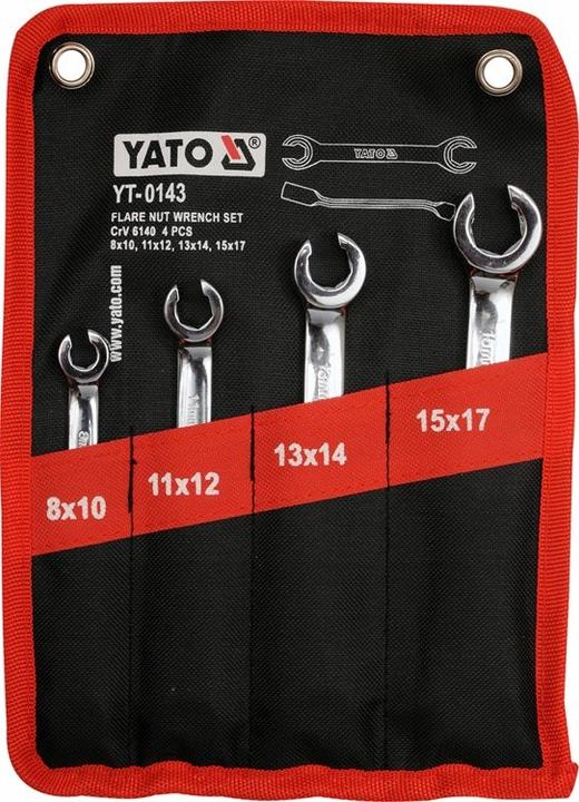 Produktbild Yato Ringmaulschlüssel Set 4tlg. halboffen, 8-17mm Maul-Ring-Schlüssel inkl. Tasche (12 mm, 14 mm, 16 mm, 10  mm, 17 mm, 11 mm, 15 mm, 8 mm, 9 mm, 13 mm)