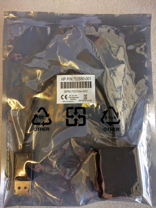 Actual product image HP 752660-001 Video Cable Adapter DVI DisplayPort Black (DVI, 27 cm)