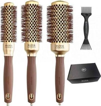 Actual product image Olivia Garden SET OLIVIA GARDEN Expert Blowout Shine zestaw szczotek 35-45-55mm + przyrząd do czyszczenia szczotek