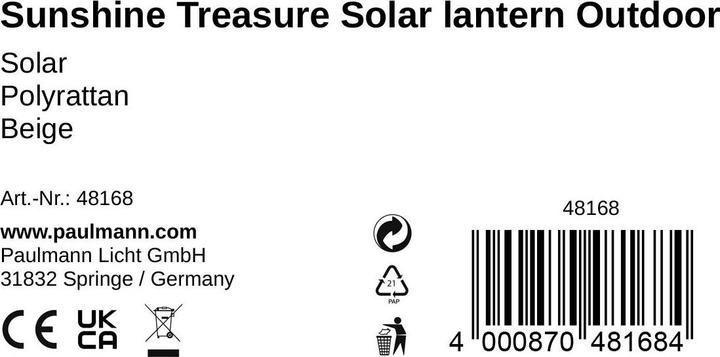 Produktbild Pauleen Solar Laterne Sunshine Treasure (Ø 16 x 19.5 cm, 1 x)